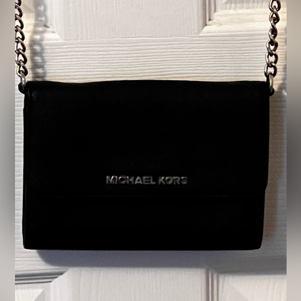 Michael Kors Crossbody Black Leather Handbag Chain